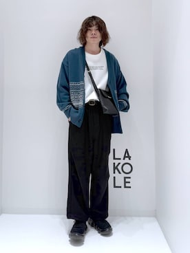 「LAKOLE（ラコレ）のアイテム（カーディガン/ボレロ）」を使った、まとまとさん（メンズ・175cm）の冬コーディネート