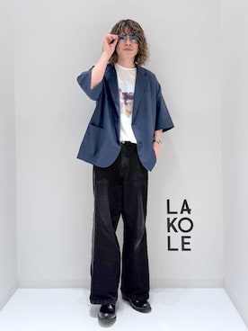 「LAKOLE（ラコレ）のアイテム（テーラードジャケット）」を使った、まとまとさん（メンズ・175cm）の春コーディネート