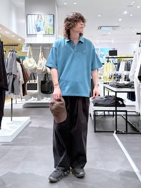 「LAKOLE（ラコレ）のアソートロゴキャップ / 1017528（キャップ、ブラウン系）」を使った、まとまとさん（メンズ・175cm）の夏コーディネート