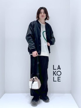 「LAKOLE（ラコレ）のツイードライクオーバーパンツ / 151306（その他パンツ）」を使った、まとまとさん（メンズ・175cm）の秋コーディネート
