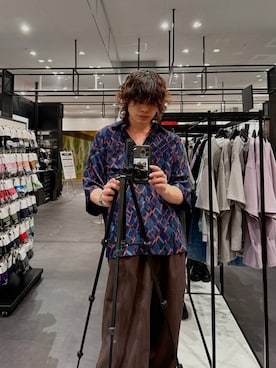 「LAKOLE（ラコレ）の柄カット楊柳半袖シャツ / 1009854（シャツ/ブラウス、ブルー系）」を使った、まとまとさん（メンズ・175cm）の夏コーディネート