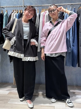 「LEPSIM（レプシィム）の14ゲージニットナロースカート　242468（スカート、ブラック系）」を使った、yuuさん（レディース・160cm）の春コーディネート