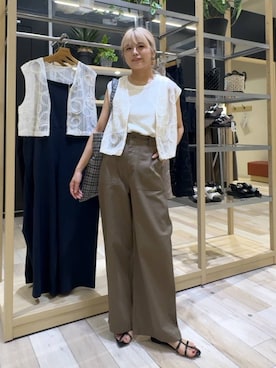「高見え」｜「アイテム（パンツ）」を使った、yuuさん（レディース・160cm）の夏コーディネート