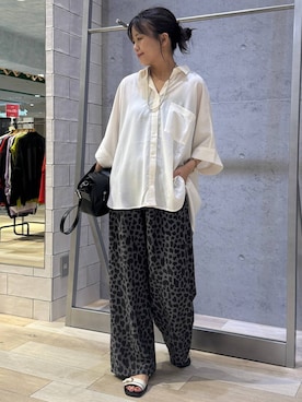「LEPSIM（レプシィム）のレオパード柄パンツ　1043170（その他パンツ、グレー系）」を使った、yuuさん（レディース・160cm）の夏コーディネート