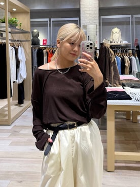 「LEPSIM（レプシィム）のアウトリンキングシアープルオーバー　582453（Tシャツ/カットソー）」を使った、yuuさん（レディース・160cm）の夏コーディネート