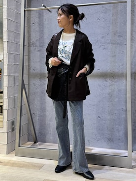 「LEPSIM（レプシィム）のアイテム（デニムパンツ）」を使った、yuuさん（レディース・160cm）の秋コーディネート