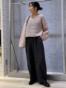 「LEPSIM（レプシィム）のスクエアスカーフ《70cm》　1049285（バンダナ/スカーフ、ブラック系）」を使った、yuuさん（レディース・160cm）の秋コーディネート