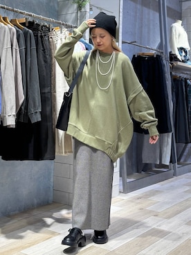 「ウエストゴム」｜「アイテム（ニットキャップ/ビーニー）」を使った、yuuさん（レディース・160cm）の秋コーディネート