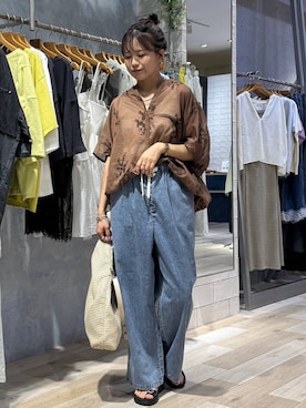 「アイテム（マタニティウェア/グッズ、ブルー系）」を使った、yuuさん（レディース・160cm）の夏コーディネート