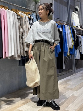 「LEPSIM（レプシィム）の変形バックルベルト　321510（ベルト、ブラック系）」を使った、yuuさん（レディース・160cm）の春コーディネート