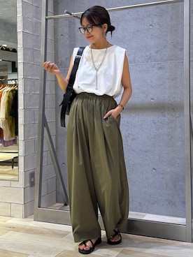 「LEPSIM（レプシィム）のステンレスカラビナY字ネックレス　1023638（ネックレス、シルバー系）」を使った、yuuさん（レディース・160cm）の夏コーディネート