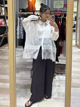 「LEPSIM（レプシィム）のメタルストラップサンダル　638841（サンダル、ブラック系）」を使った、yuuさん（レディース・160cm）の夏コーディネート