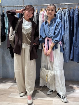 「LEPSIM（レプシィム）のティアードレーススカート　634188（スカート、ホワイト系）」を使った、yuuさん（レディース・160cm）の春コーディネート