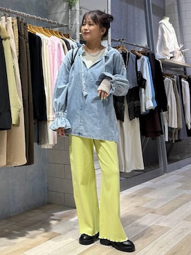 「LEPSIM（レプシィム）の2WAYベルト厚底サボ　578034（サンダル、ブラック系）」を使った、yuuさん（レディース・160cm）の春コーディネート