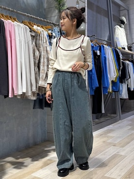 「LEPSIM（レプシィム）の2WAYベルト厚底サボ　578034（サンダル、ブラック系）」を使った、yuuさん（レディース・160cm）の春コーディネート