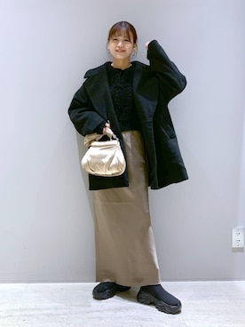 「LEPSIM（レプシィム）のアイテム（チェスターコート）」を使った、yuuさん（レディース・160cm）の冬コーディネート