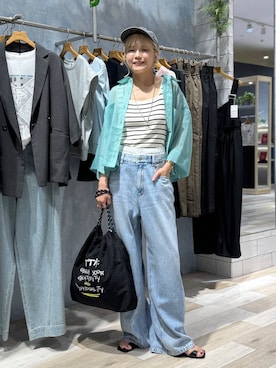 「高見え」｜「アイテム（帽子）」を使った、yuuさん（レディース・160cm）の夏コーディネート