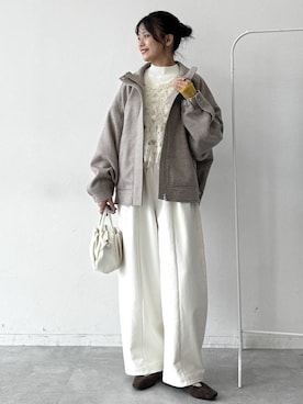 「LEPSIM（レプシィム）の【Warmth】メルトンブルゾン　1023250（ブルゾン、その他）」を使った、yuuさん（レディース・160cm）の秋コーディネート