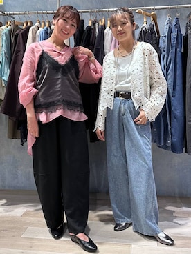 「LEPSIM（レプシィム）のシアーシャツ長袖チュニック　147435（シャツ/ブラウス、ピンク系）」を使った、yuuさん（レディース・160cm）の春コーディネート