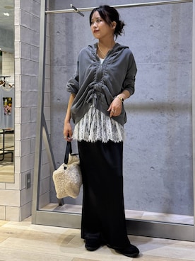 「LEPSIM（レプシィム）のイージーバレエスニーパー　1042670（パンプス、ブラック系）」を使った、yuuさん（レディース・160cm）の秋コーディネート