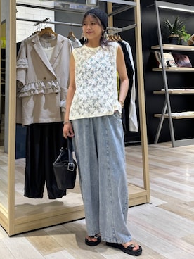 「BAYFLOW（ベイフロー）のレイヤードチェーンブレスレット（ブレスレット、その他）」を使った、yuuさん（レディース・160cm）の夏コーディネート