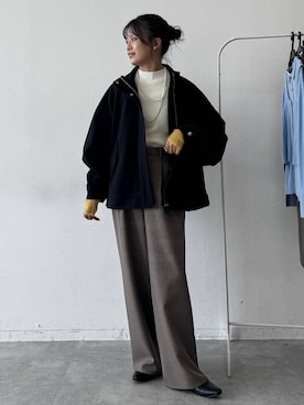 「LEPSIM（レプシィム）の【Warmth】メルトンブルゾン　1023250（ブルゾン、ブラック系）」を使った、yuuさん（レディース・160cm）の秋コーディネート