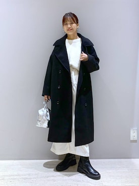 「LEPSIM（レプシィム）のアイテム（チェスターコート）」を使った、yuuさん（レディース・160cm）の冬コーディネート
