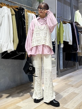 「LEPSIM（レプシィム）の3連ボールネックレス　287544（ネックレス、シルバー系）」を使った、yuuさん（レディース・160cm）の春コーディネート