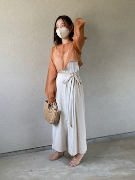 「chocomee（チョコミー）のアイテム（かごバッグ）」を使った、𝙴 𝚛 𝚒 𝚔 𝚊 さん（レディース・150cm）の夏コーディネート