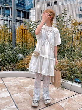 「白コーデ」｜🧸🎈さん（レディース・151cm）の夏コーディネート