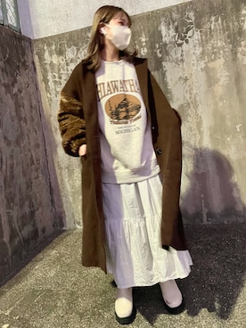 「Crisp（クリスプ）のアイテム（チェスターコート）」を使った、🧸🎈さん（レディース・151cm）の冬コーディネート