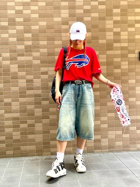 「アイテム（ハンカチ/ハンドタオル）」を使った、pafekanaさん（レディース・168cm）の夏コーディネート