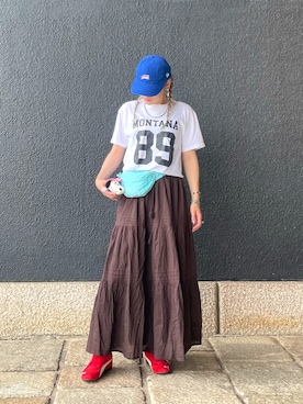 「PUMA（プーマ）のアイテム」を使った、pafekanaさん（レディース・168cm）の夏コーディネート