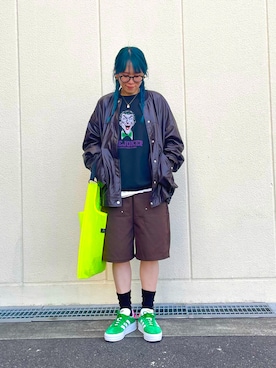 「アイテム（ライダースジャケット）」を使った、pafekanaさん（レディース・168cm）の冬コーディネート