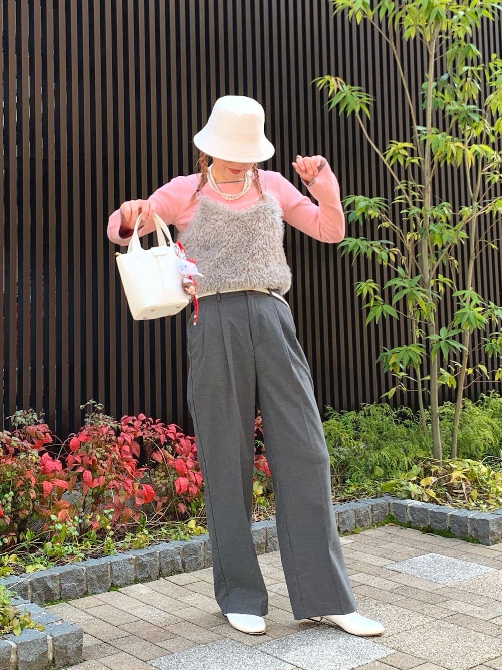 【極美品】EMBA チベットラム デザインファーロングコート マルチカラー 極美品】EMBA チベットラム デザインファーロングコート マルチ