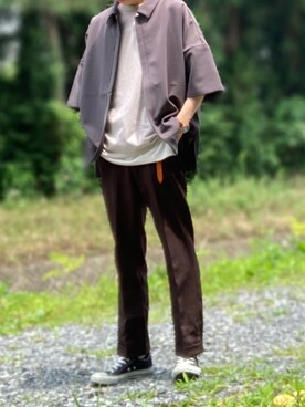 「Lui's（ルイス）のナローベルト（ベルト）」を使った、ともさん（メンズ・175cm）の夏コーディネート