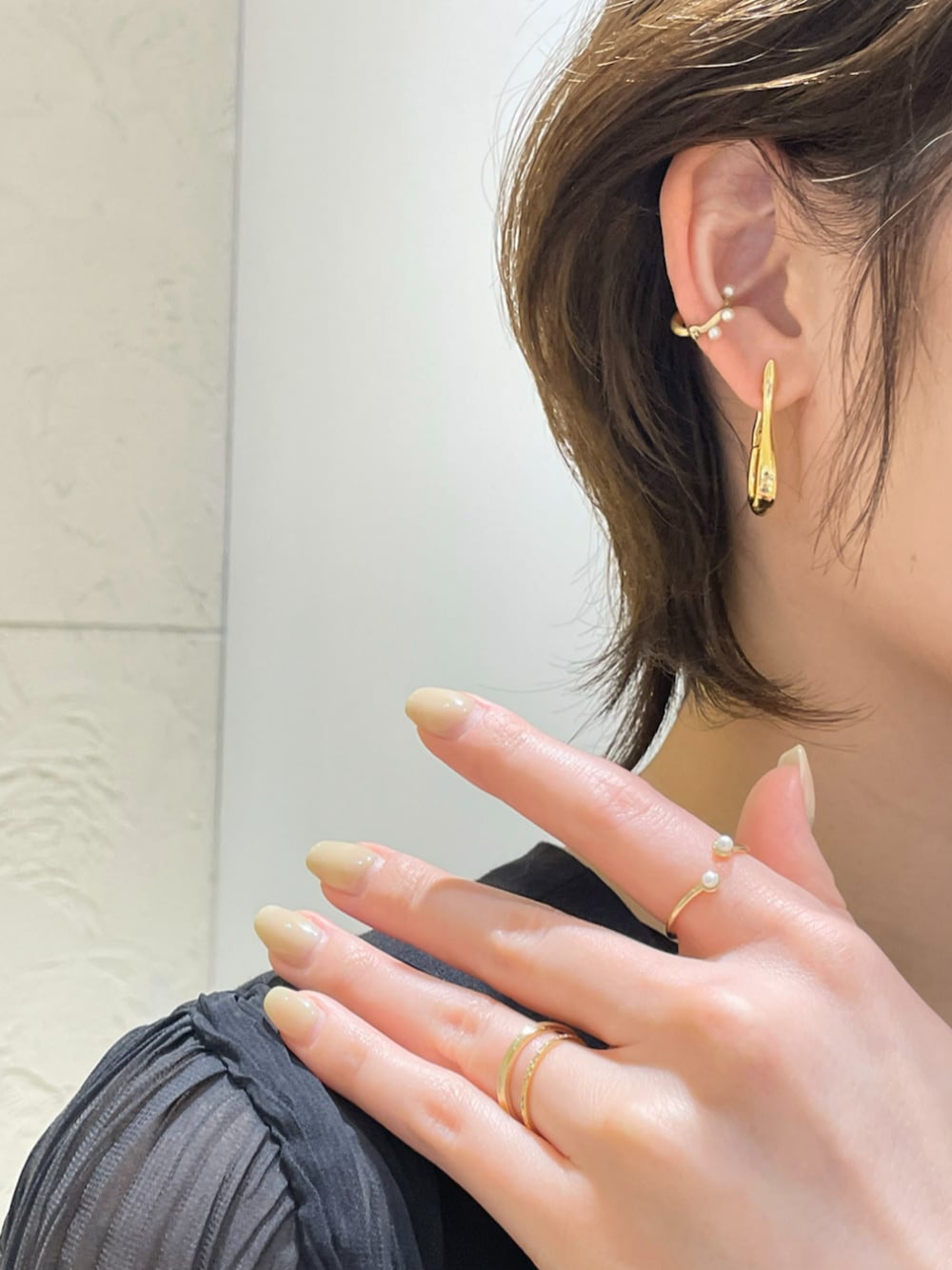 ete（エテ）の「○[レイヤード] K10YG パール リング（リング）」 - WEAR