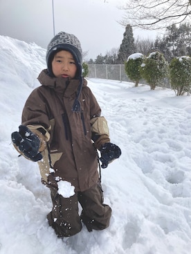 「アイテム（その他アウター、ブラウン系）」を使った、aymさん（キッズ・123cm）の冬コーディネート