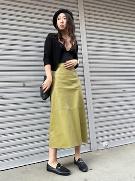 「Aラインスカート」｜「アイテム（ハンチング/ベレー帽）」を使った、om! :)さん（レディース・171cm）の秋コーディネート