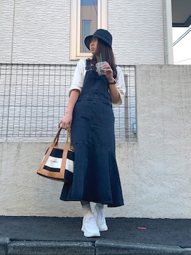 「FREE'S MART（フリーズマート）のアイテム（ジャンパースカート）」を使った、om! :)さん（レディース・171cm）の秋コーディネート
