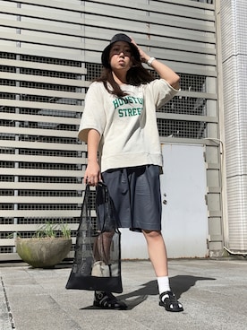 「スエット」｜「アイテム（サンダル）」を使った、om! :)さん（レディース・171cm）の夏コーディネート
