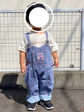 「アイテム（キャップ）」を使った、O次郎さん（キッズ・90cm）の秋コーディネート
