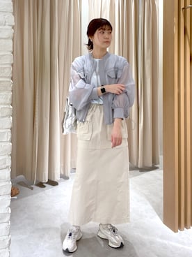 「ブルーコーデ」｜「アイテム（ブルゾン）」を使った、MEIさん（レディース・163cm）の春コーディネート