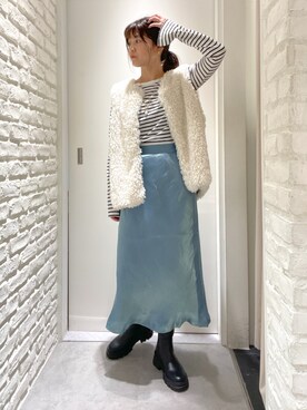 「アイテム（その他アウター、ホワイト系）」を使った、MEIさん（レディース・163cm）の秋コーディネート