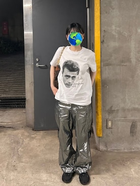 「アイテム（パンツ、シルバー系）」を使った、ブラックハヤテ号さん（レディース・158cm）の夏コーディネート