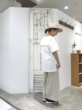 「PUAL CE CIN（ピュアルセシン）のアイテム（帽子）」を使った、seinoooさん（レディース・160cm）の夏コーディネート
