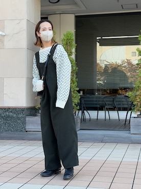 「ジャガード」｜「アイテム（サロペット/オーバーオール）」を使った、seinoooさん（レディース・160cm）の秋コーディネート