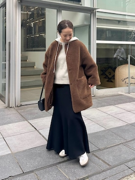 「アイテム（ノーカラーコート）」を使った、seinoooさん（レディース・160cm）の冬コーディネート