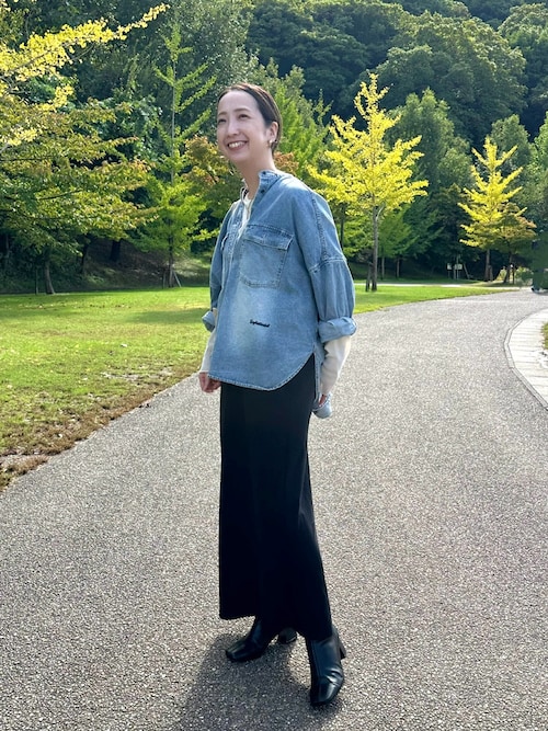 ヴィンテージライクデニムバンドカラーシャツ（シャツ/ブラウス