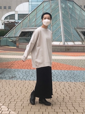 「リブニット」｜「アイテム（スウェット）」を使った、seinoooさん（レディース・160cm）の秋コーディネート